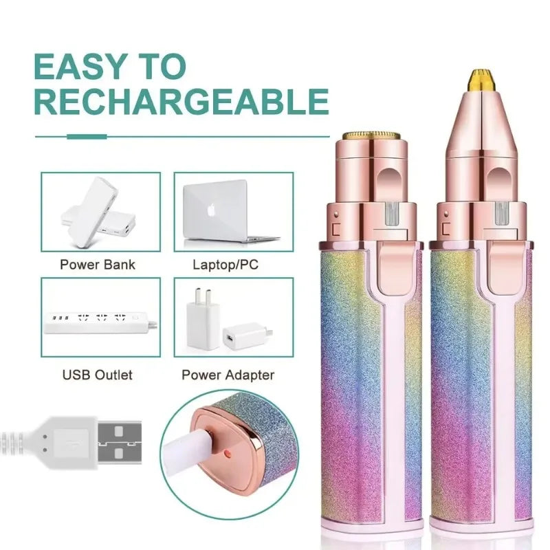 Flawless 2-in-1 USB Rechargeable Eyebrow Trimmer & Shaver (HX-203B)